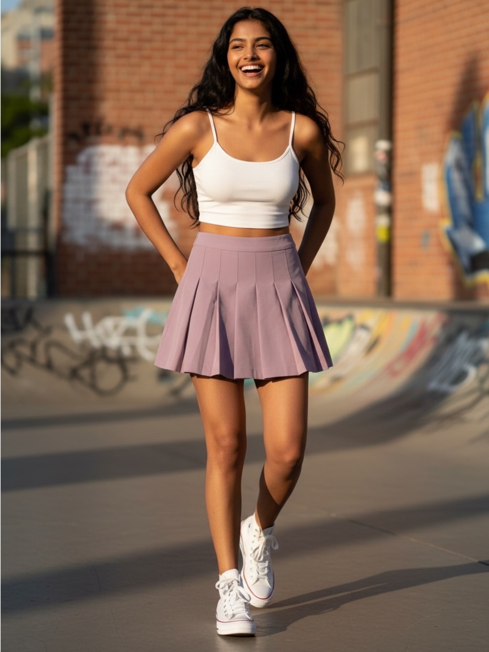 Aritzia SUNDAY BEST Pleated Mini Skirt - Size 6 - Dusty Purple/Mauve